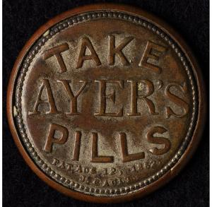 1862 1¢ Take Ayer's Pills Encased Stamp