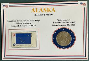 Encased Alaska Mint US Stamp and Quarter Set