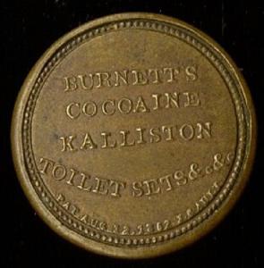 1¢ Burnett's Cocoaine Kalliston, Encased Stamp 1862