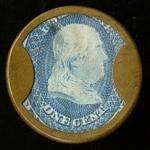 1¢ Burnett's Cocoaine Kalliston, Encased Stamp 1862