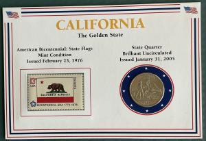 California Encased State Quarter and Mint Stamp