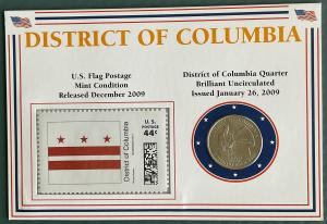 Encased US Stamp and Quarter - DC Edition
