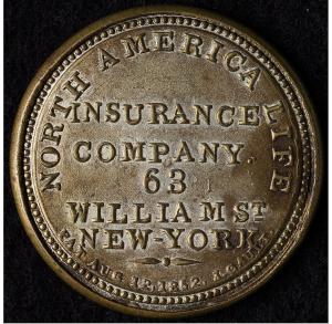 1862 Encased 1¢ Life Insurance Stamp