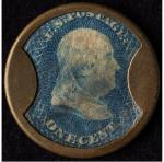 1862 Encased 1¢ Life Insurance Stamp