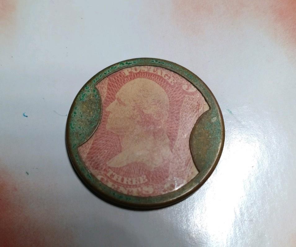 1862 AYERS Sarsaparilla Three Cent Encased Stamp