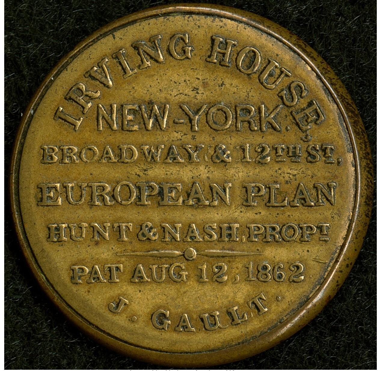 10¢ Hunt & Nash Encased Postage Stamp, 1862