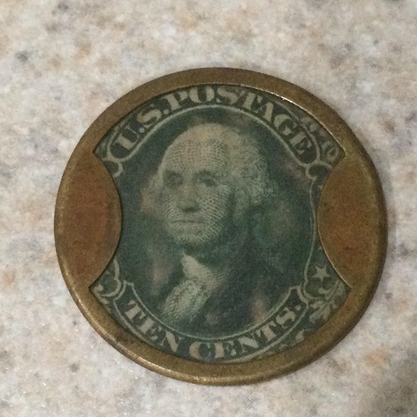 1862 J. Gault Encased 10-Cent Postage Stamp