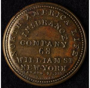 1862 1¢ N. America Life Insurance Encased Stamp