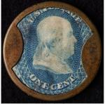 1862 1¢ N. America Life Insurance Encased Stamp