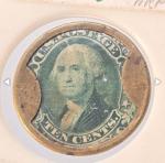 1862 J Gault 10-Cent Encased Postage Stamp