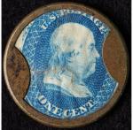 1862 Joseph Bates 1¢ Encased Postage Stamp