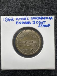 Ayer's 1862 3-Cent Encased Stamp