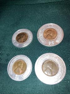 4 Vintage Encased Cents Postage Stamps