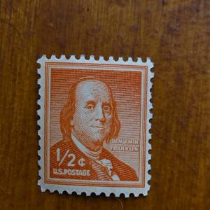 Benjamin Franklin 1/2 Cent Encased Postage Stamp