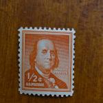 Benjamin Franklin 1/2 Cent Encased Postage Stamp