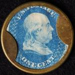 1862 1¢ Joseph L. Bates Encased Postage Stamp