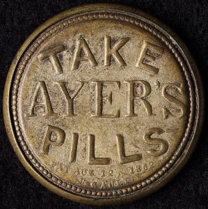 1862 3¢ Take Ayer's Pills Encased Stamp