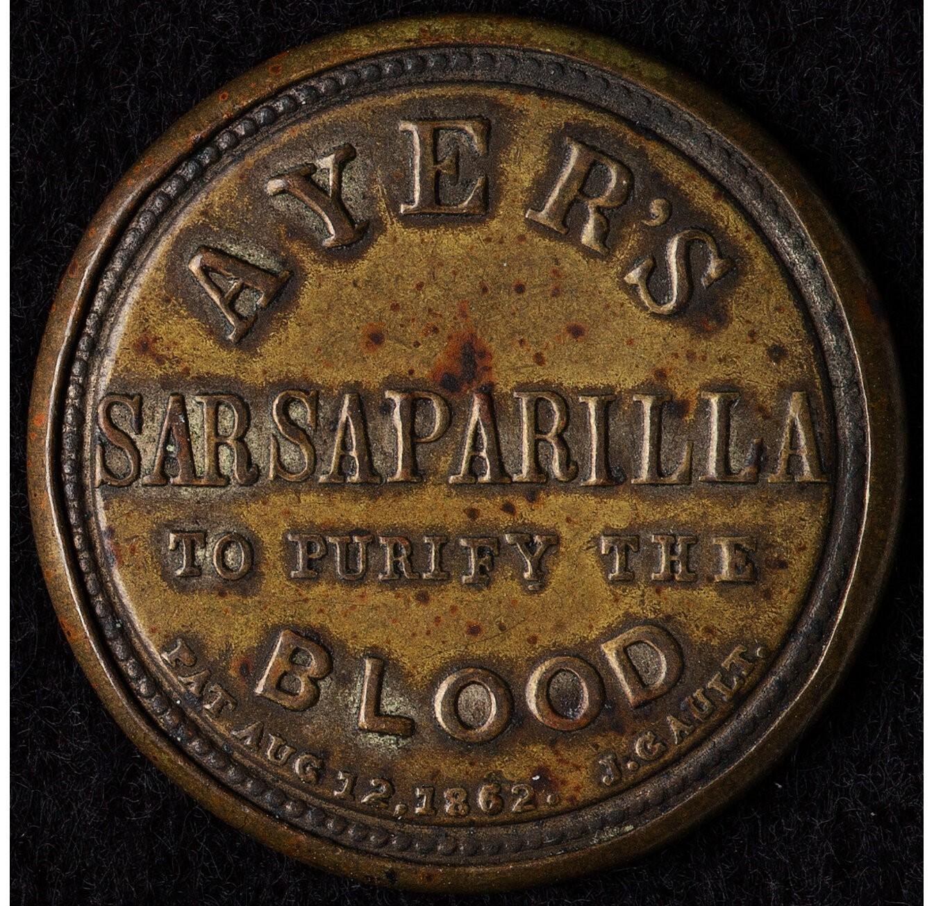 1862 1¢ Ayer's Sarsaparilla Encased Postage Stamp