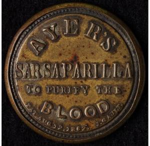 1862 1¢ Ayer's Sarsaparilla Encased Postage Stamp