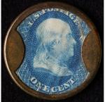 1862 1¢ Ayer's Sarsaparilla Encased Postage Stamp