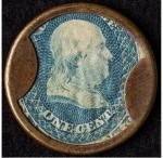 1¢ Joseph L. Bates 1862 Encased Postage Stamp