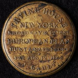 5¢ Irving House 1862 Encased Postage Stamp