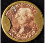 5¢ Burnett’s Cocoaine Kalliston Encased Stamp 1862