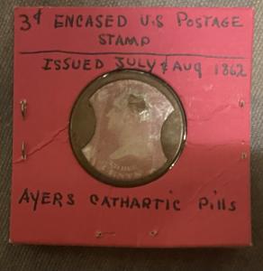 1862 Ayer's Cathartic Pills 3¢ Encased Stamp