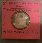 1862 Ayer's Cathartic Pills 3¢ Encased Stamp