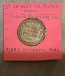 1862 Ayer's Cathartic Pills 3¢ Encased Stamp