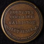 1862 Burnett's Cocoaine Kalliston 5¢ Encased Stamp