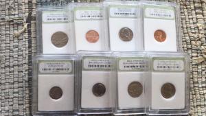 Lincoln, Jefferson, Roosevelt Encased Postage Stamps Set