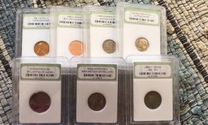 Lincoln, Jefferson, Roosevelt - Set of 7 Encased Stamps