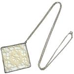 Vintage Silver Necklace with Glass Encased Stamp