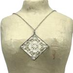 Vintage Silver Necklace with Glass Encased Stamp