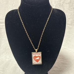 Copper Color Chain with Heart and Dove Stamp