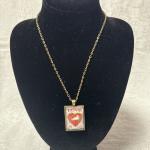 Copper Color Chain with Heart and Dove Stamp