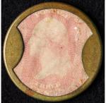 1862 Ayer's 3¢ Encased Postage Stamp – Long Arrows