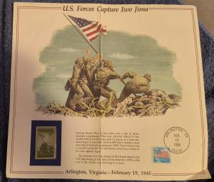 Iwo Jima Marines 3¢ Vintage Stamp in Case