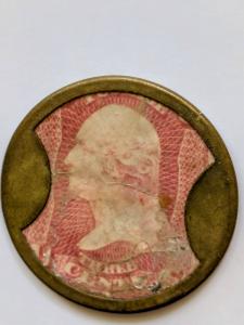 1862 3 Cent Ayer's Cathartic Pills Encased Stamp