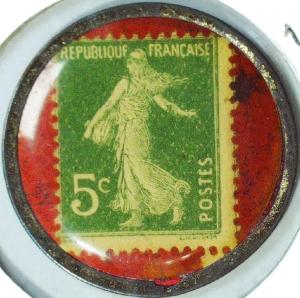 Vintage France 5c Encased Postage Stamp