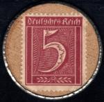 Germany Encased Postage Stamp 5 Pfennig Briefmarkengeld