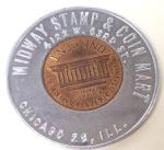 1960-D Penny Encased Midway Stamp & Coin