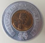 1960-D Penny Encased Midway Stamp & Coin