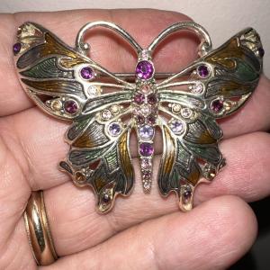 Monet Brooch with Purple Lavender Rhinestones