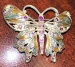 Monet Brooch with Purple Lavender Rhinestones