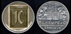 Germany Encased Postage Stamp Briefmarkengeld (Stamp Money) 10 Pfennig