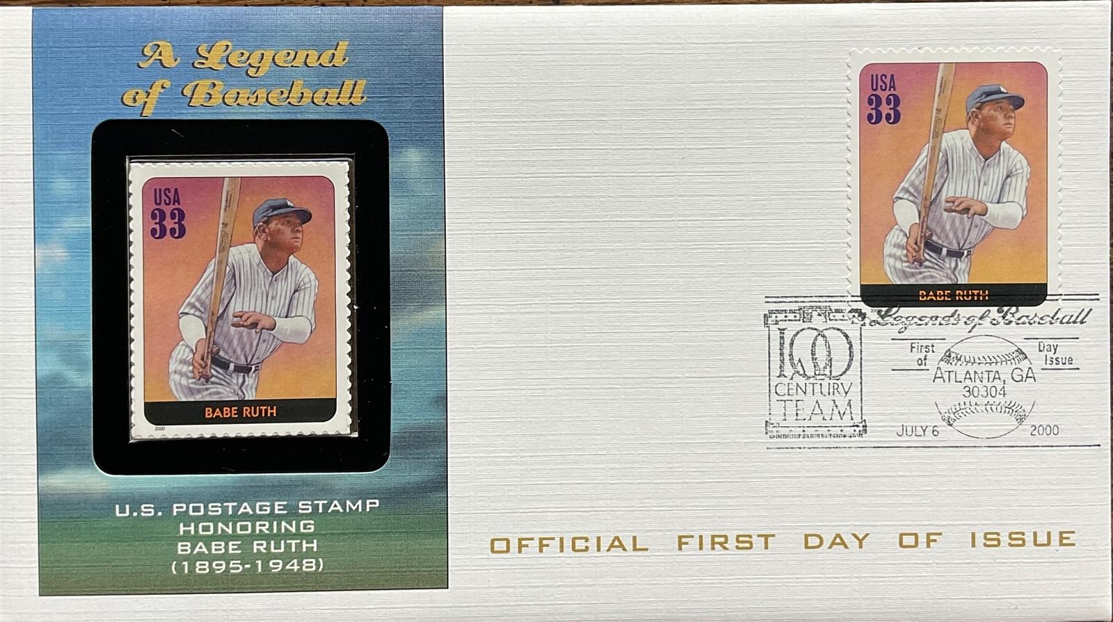 Babe Ruth Yankees Encased Baseball Stamp