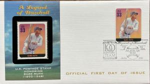 Babe Ruth Yankees Encased Baseball Stamp