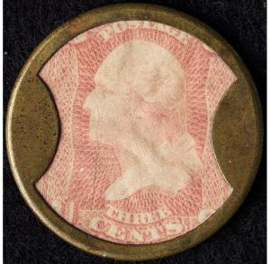 1862 Ayer's Sarsaparilla 3¢ Encased Postage Stamp